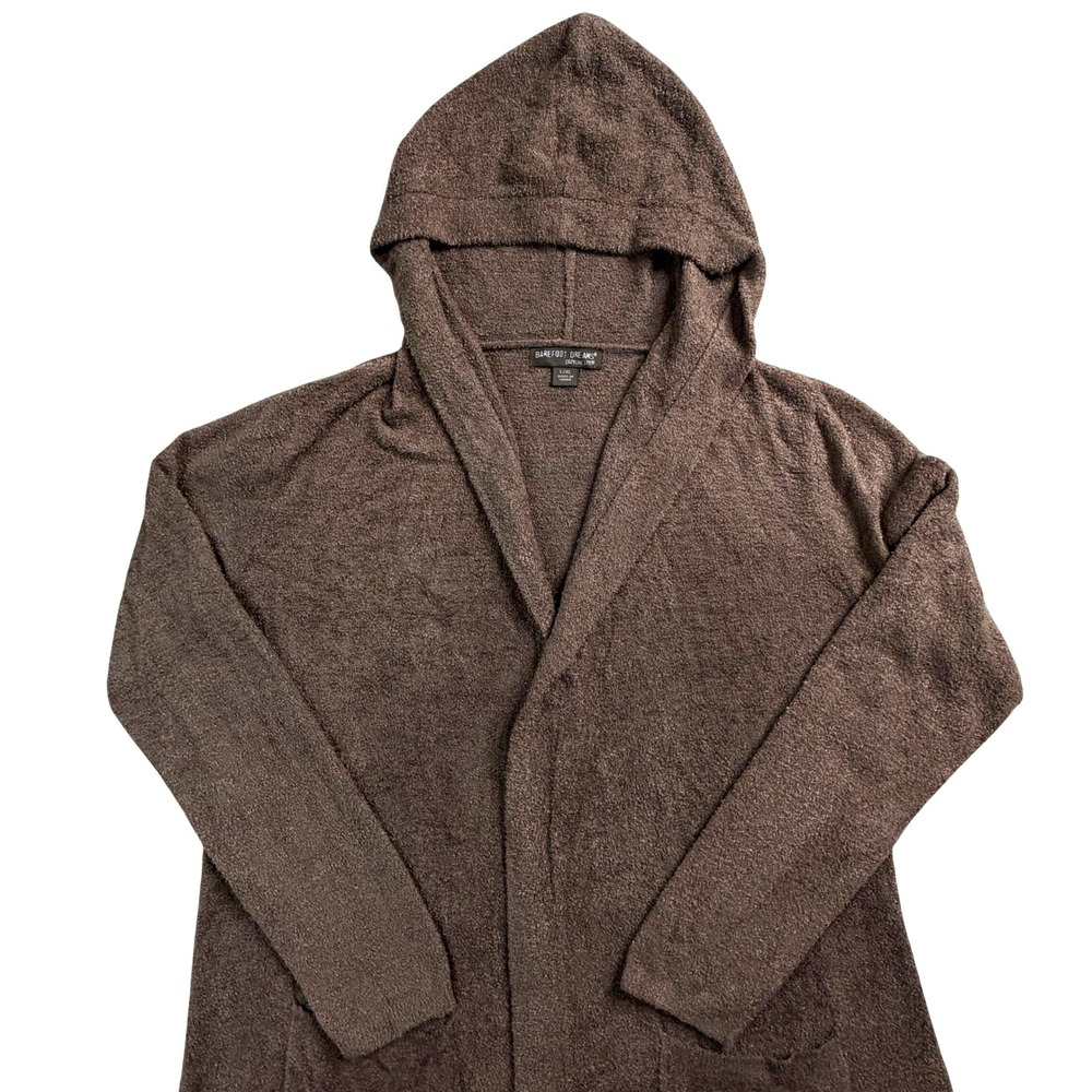 Barefoot Dreams Hooded Open-Front Cardigan - Brown - Picture 2 of 11